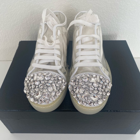 PHILIPP PLEIN LOW-TOP SNEAKERS WITH CRYSTAL EMBELLISHED US 7.5/EU 38 - Picture 3 of 7